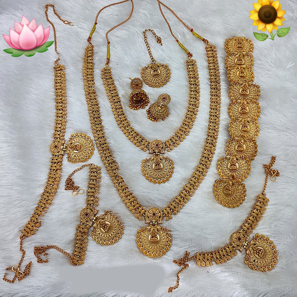 Lucentarts Jewellery Gold Plated Temple Bridal Set