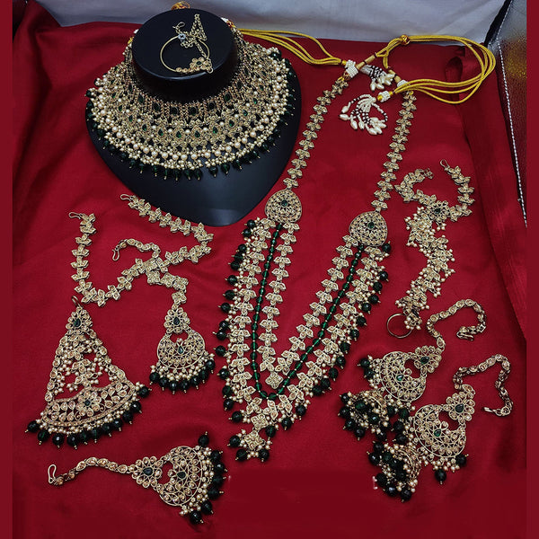 Lucentarts Jewellery Gold Plated Austrian Stone And Pearls Bridal Set