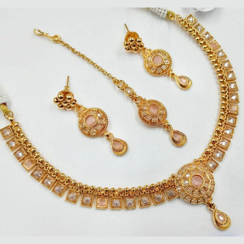 Lucentarts Jewellery Gold Plated Crystal Stone Necklace Set