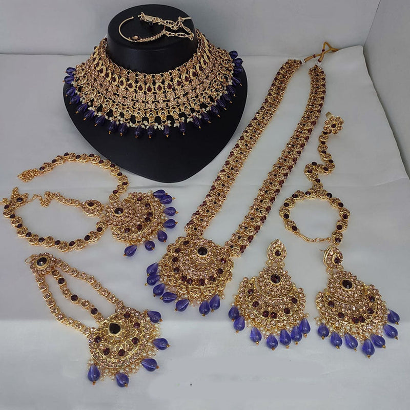 Lucentarts Jewellery Gold Plated Austrian Stone And Beads Bridal Set