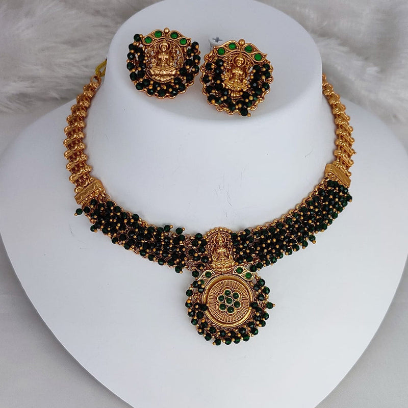 Lucentarts Jewellery Gold Plated Temple Pearls Necklace Set