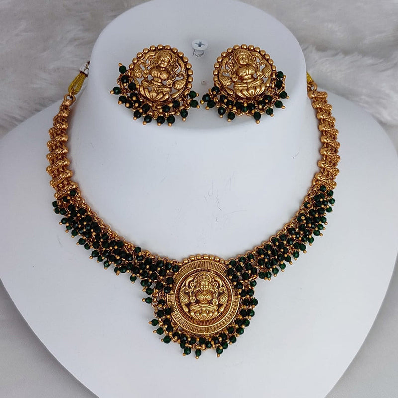 Lucentarts Jewellery Gold Plated Temple Pearls Necklace Set