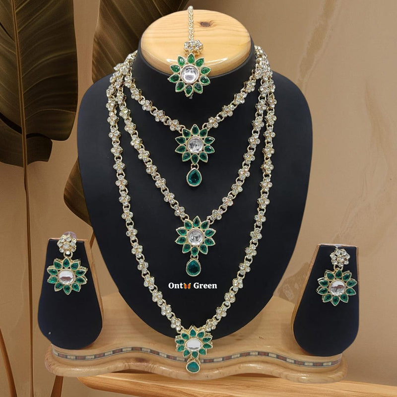 Lucentarts Jewellery Gold Plated Kundan Stone Combo Set