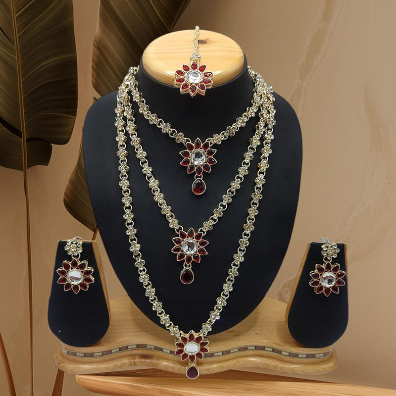 Lucentarts Jewellery Gold Plated Kundan Stone Combo Set