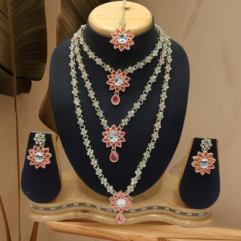 Lucentarts Jewellery Gold Plated Kundan Stone Combo Set