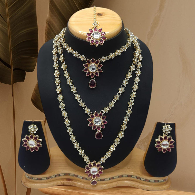 Lucentarts Jewellery Gold Plated Kundan Stone Combo Set