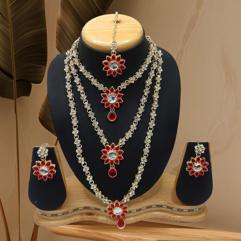 Lucentarts Jewellery Gold Plated Kundan Stone Combo Set