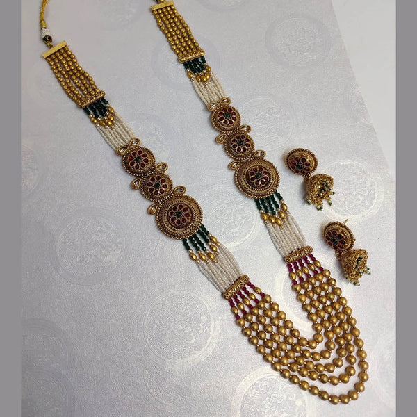 Lucentarts Jewellery Gold Plated Kundan Stone And Pearls Long Necklace Set