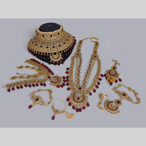 Lucentarts Jewellery Gold Plated Kundan Stone And Beads Bridal Set