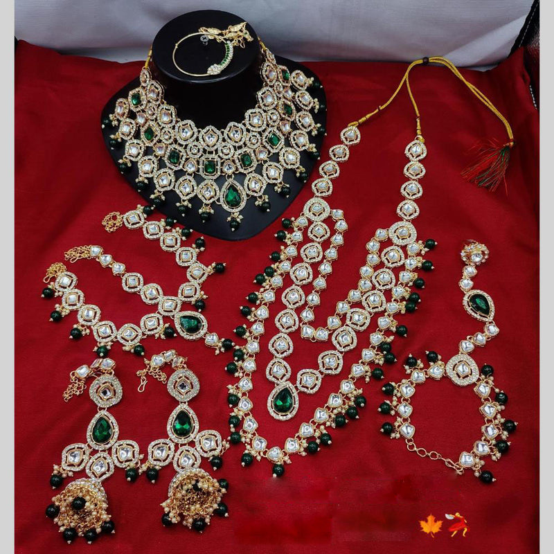 Lucentarts Jewellery Gold Plated Kundan Stone And Beads Bridal Set