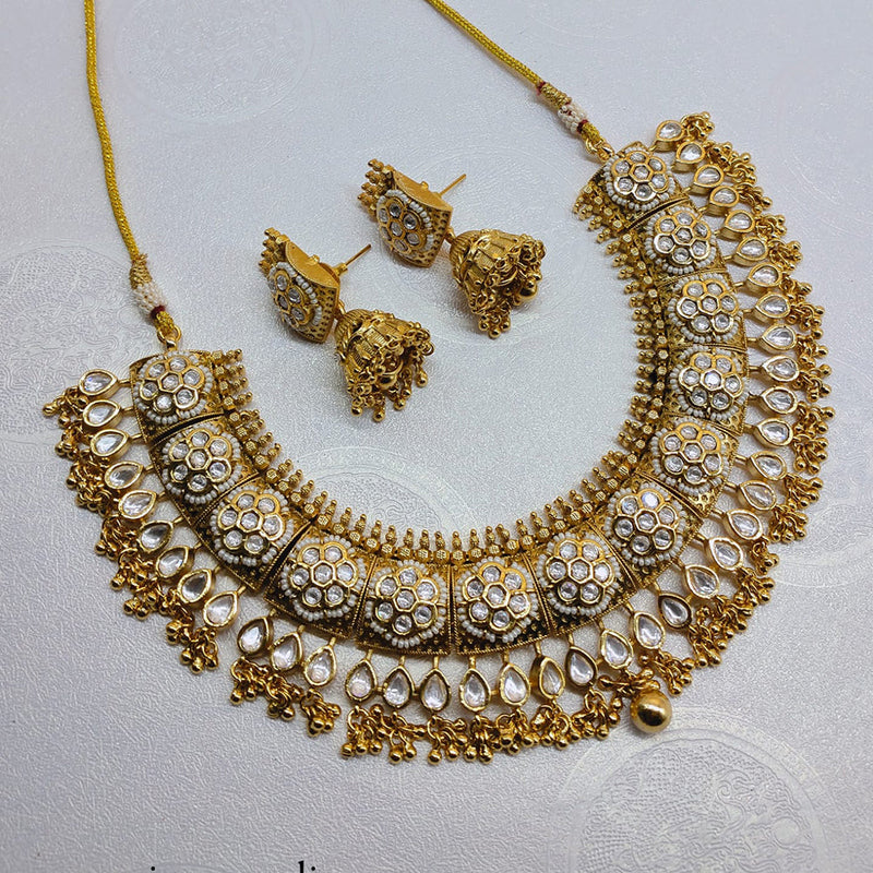 Lucentarts Jewellery Gold Plated Pota Stone And Pearls Necklace Set