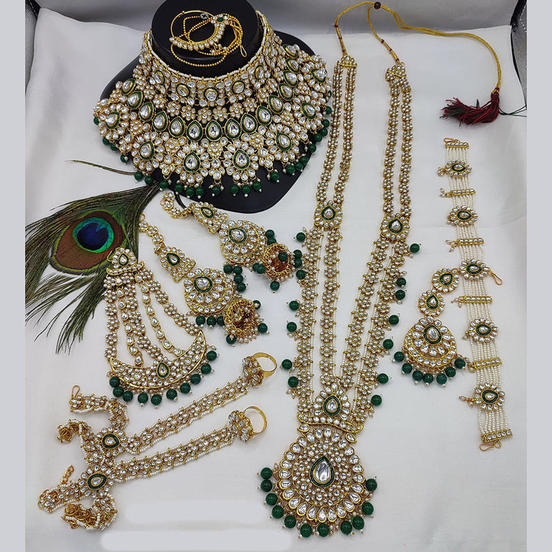 Lucentarts Jewellery Gold Plated Kundan Stone And Beads Bridal Set