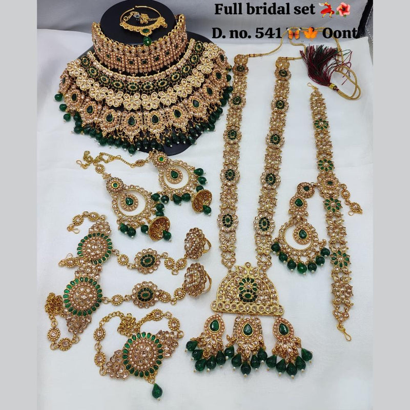 Lucentarts Jewellery Gold Plated Kundan Stone And Beads Meenakari Bridal Set