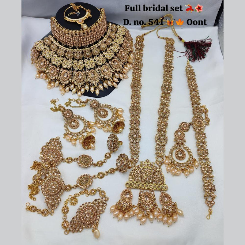 Lucentarts Jewellery Gold Plated Kundan Stone And Beads Meenakari Bridal Set