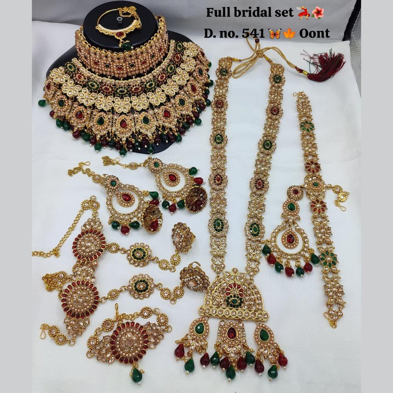 Lucentarts Jewellery Gold Plated Kundan Stone And Beads Meenakari Bridal Set