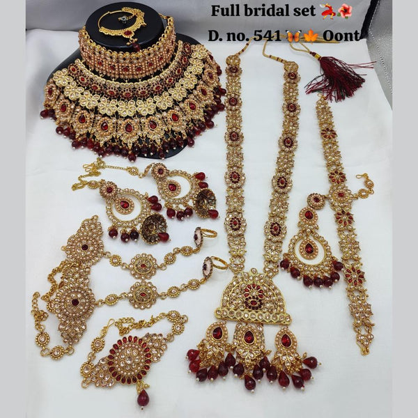 Lucentarts Jewellery Gold Plated Kundan Stone And Beads Meenakari Bridal Set