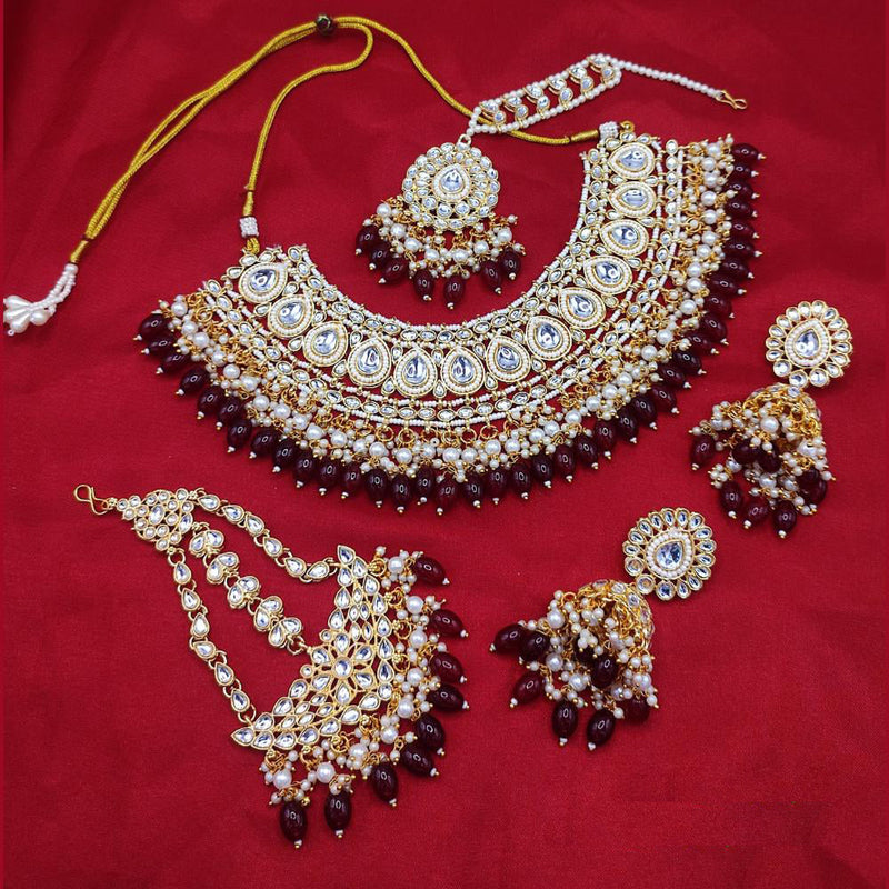 Lucentarts Jewellery Gold Plated Kundan Stone And Pearls Choker Necklace Set