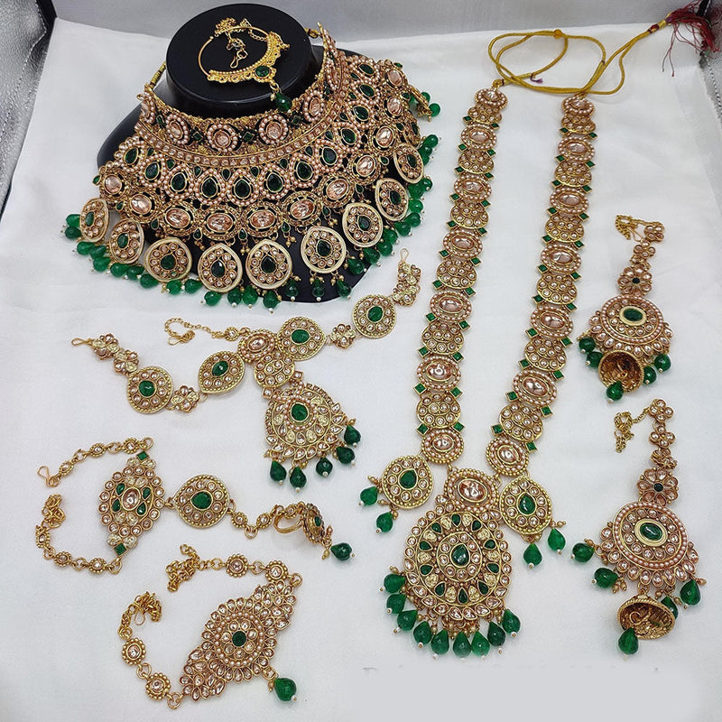 Lucentarts Jewellery Gold Plated Crystal Stone And Beads Bridal Set