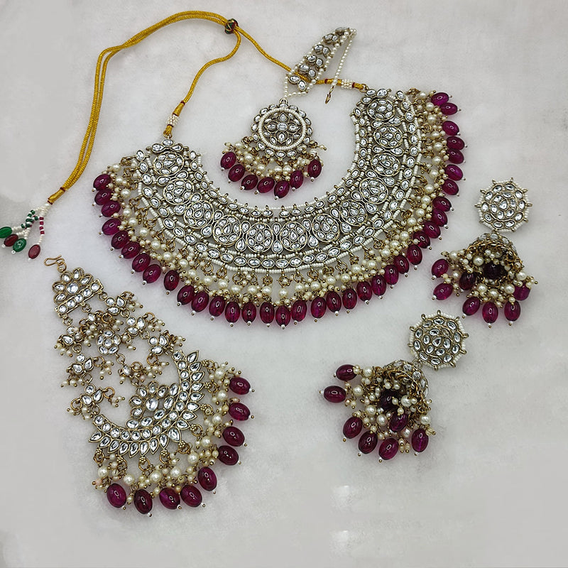 Lucentarts Jewellery Gold Plated Kundan Stone And Pearls Necklace Set