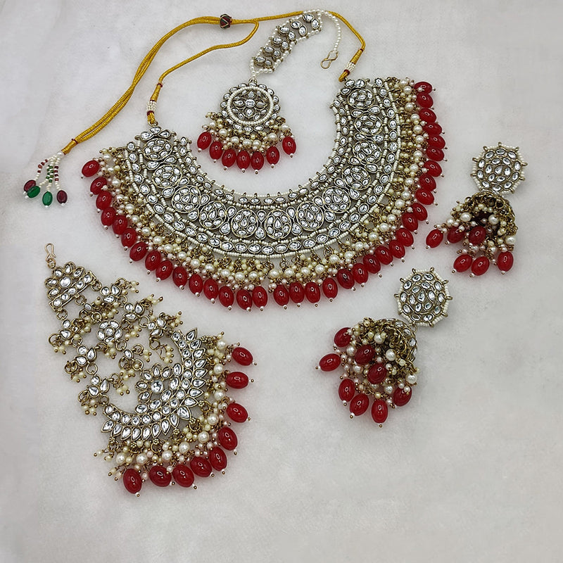 Lucentarts Jewellery Gold Plated Kundan Stone And Pearls Necklace Set