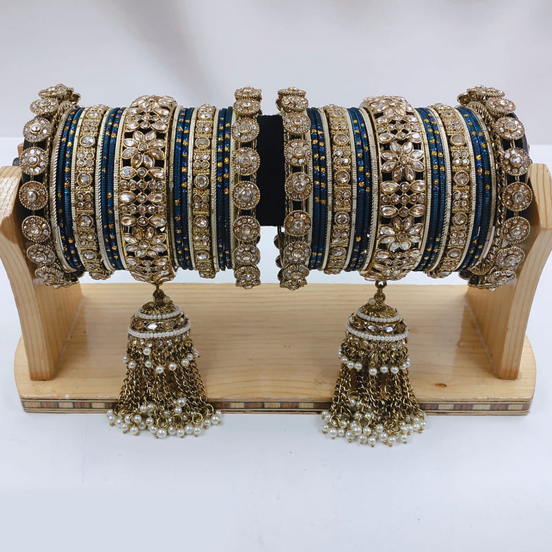 Lucentarts Jewellery Gold Plated Kundan Stone Bangles Set