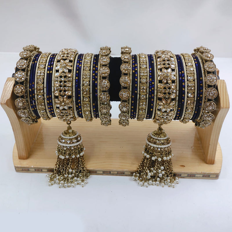 Lucentarts Jewellery Gold Plated Kundan Stone Bangles Set