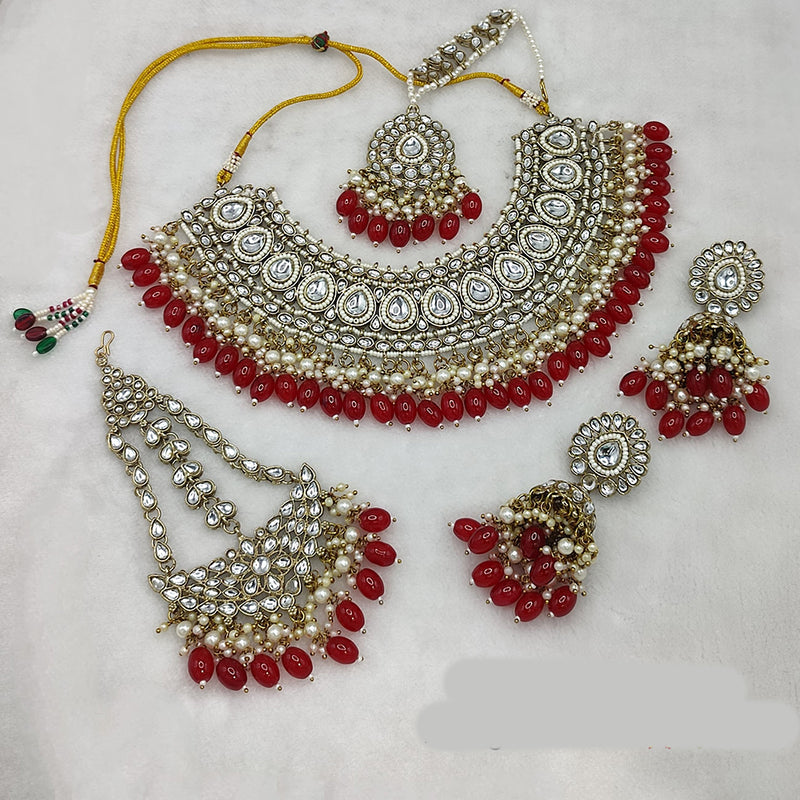 Lucentarts Jewellery Gold Plated Kundan Stone And Pearls Necklace Set