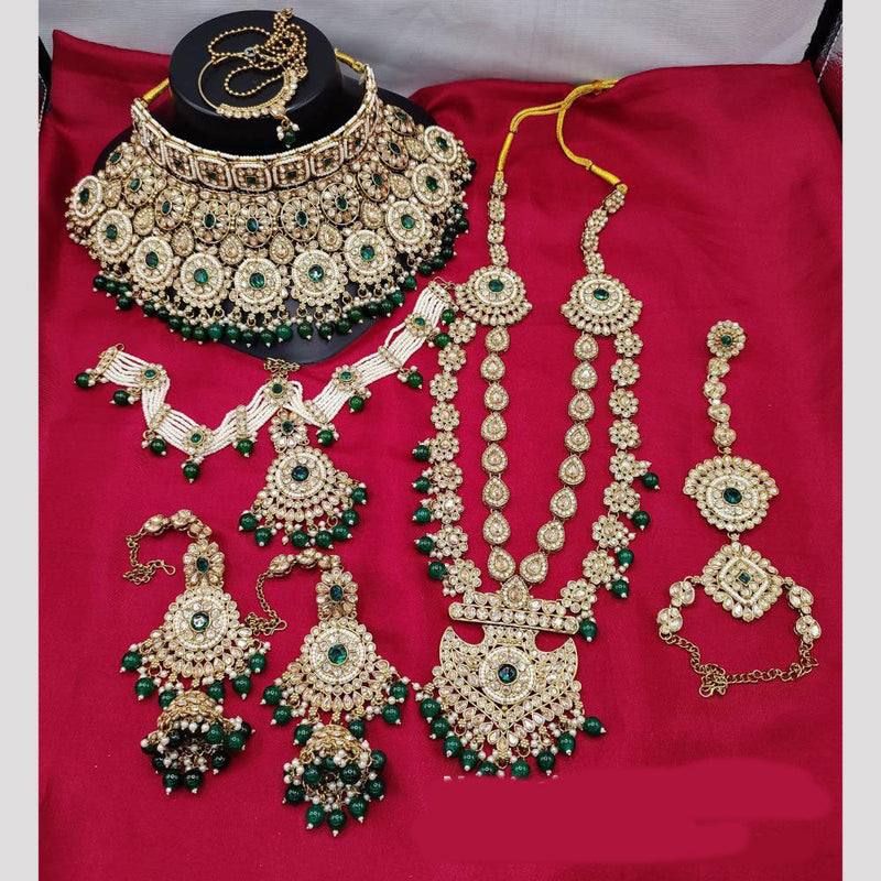 Lucentarts Jewellery Gold Plated Crystal Stone And Beads Bridal Set