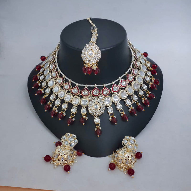 Lucentarts Jewellery Gold Plated Kundan Stone And Meenakari Necklace Set