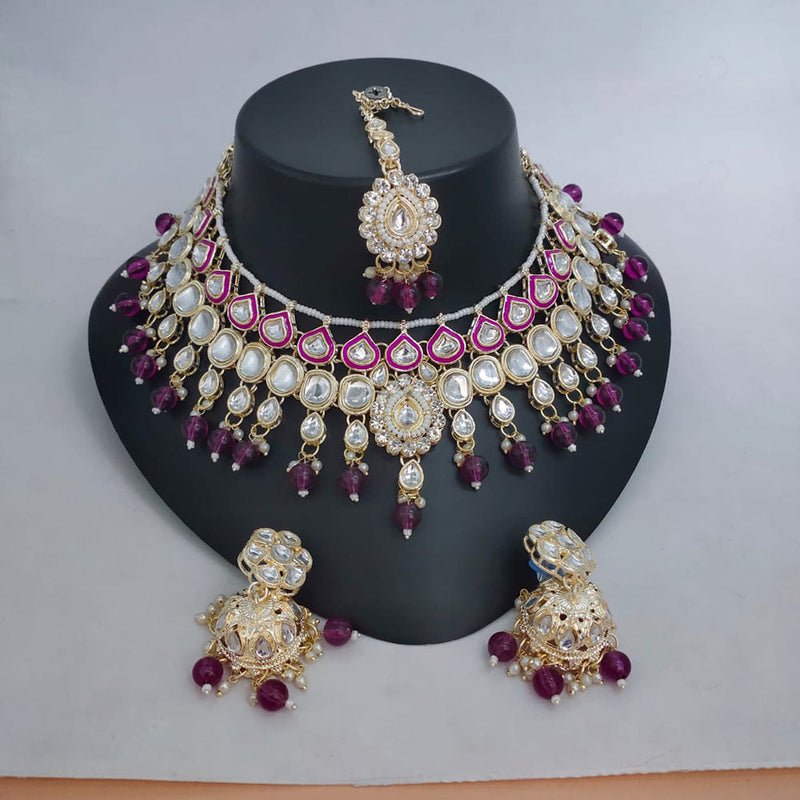 Lucentarts Jewellery Gold Plated Kundan Stone And Meenakari Necklace Set