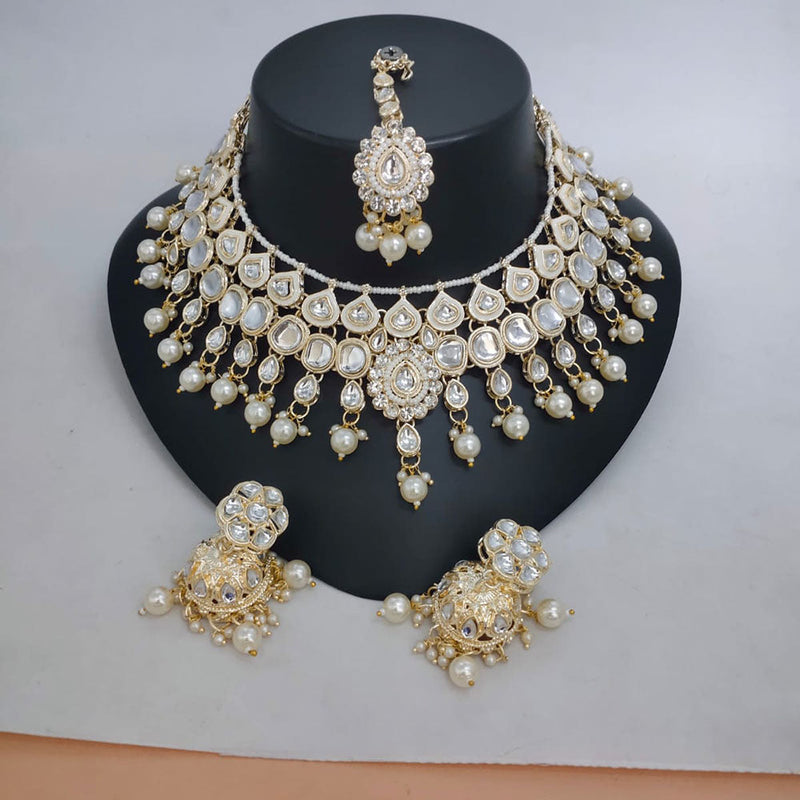 Lucentarts Jewellery Gold Plated Kundan Stone And Meenakari Necklace Set