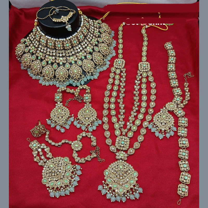 Lucentarts Jewellery Gold Plated Austrian Stone And Beads Bridal Set