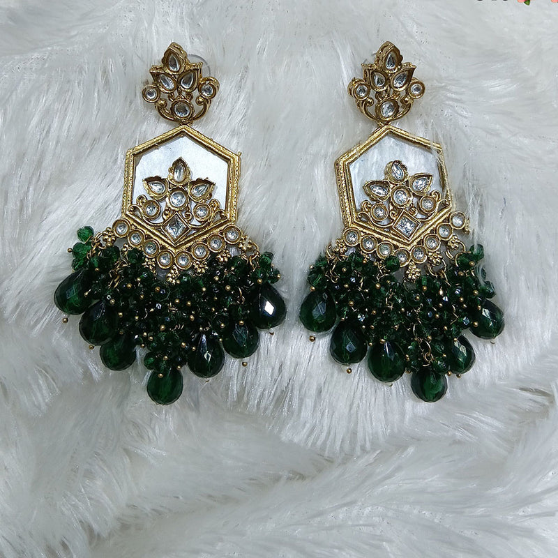 Lucentarts Jewellery Gold Plated Kundan And Beads Dangler Earrings