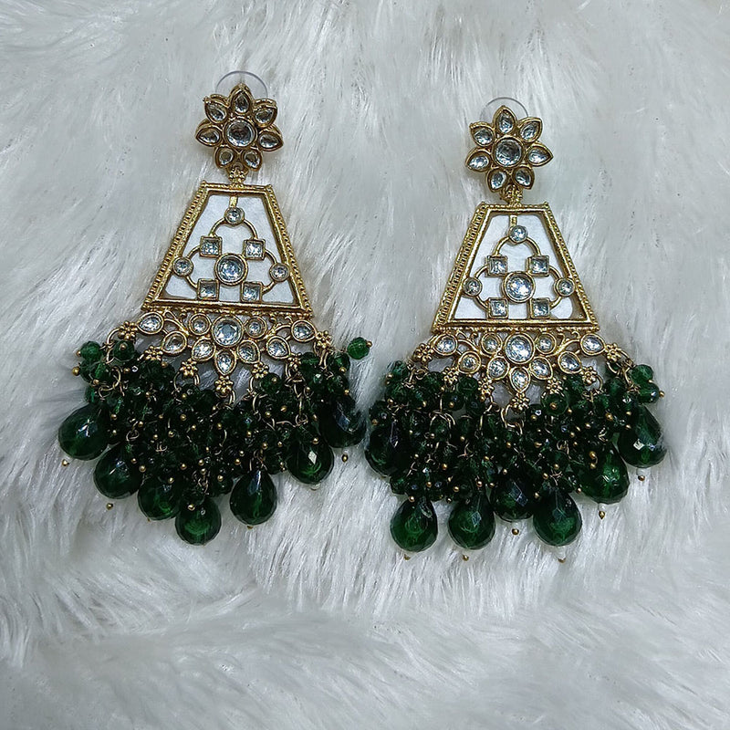 Lucentarts Jewellery Gold Plated Kundan And Beads Dangler Earrings