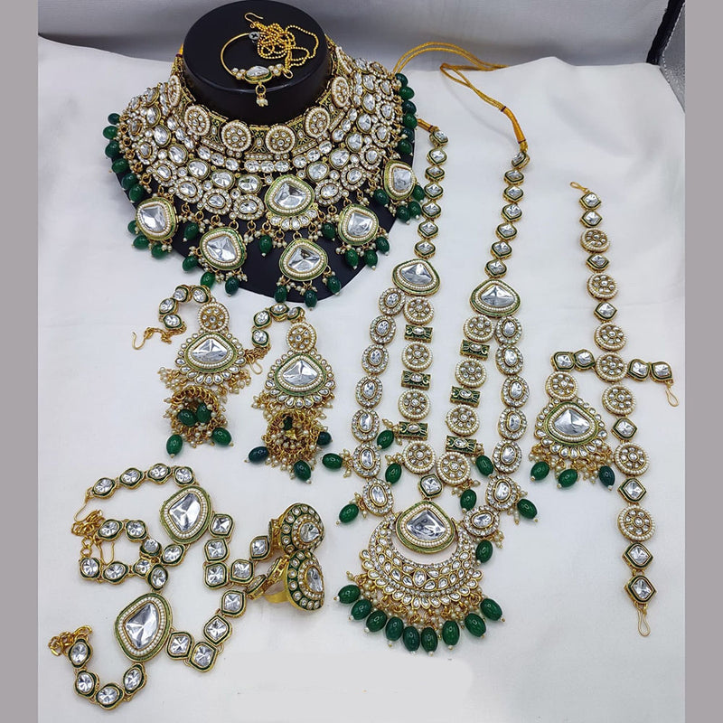 Lucentarts Jewellery Gold Plated Kundan And Beads Bridal Set