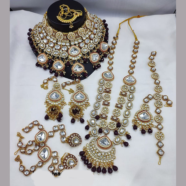 Lucentarts Jewellery Gold Plated Kundan And Beads Bridal Set