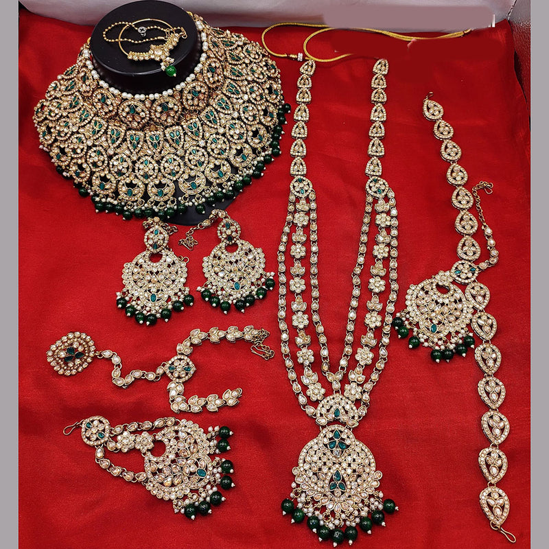 Lucentarts Jewellery Gold Plated Crystal And Beads Bridal Set