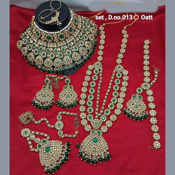 Lucentarts Jewellery Gold Plated Crystal And Beads Bridal Set