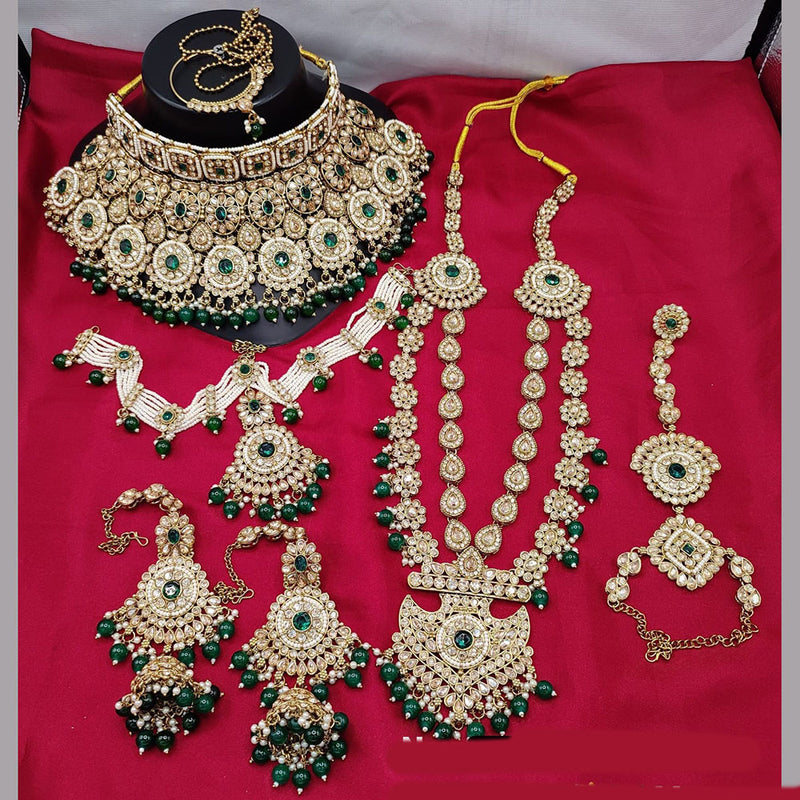 Lucentarts Jewellery Gold Plated Crystal And Beads Bridal Set