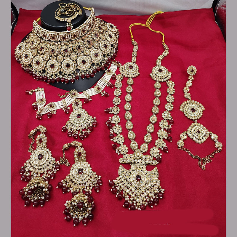 Lucentarts Jewellery Gold Plated Crystal And Beads Bridal Set