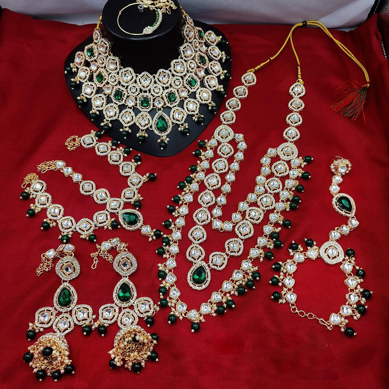 Lucentarts Jewellery Gold Plated Kundan And Beads Bridal Set