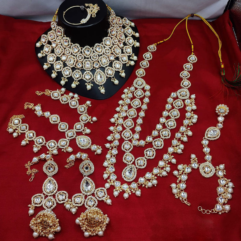 Lucentarts Jewellery Gold Plated Kundan And Beads Bridal Set