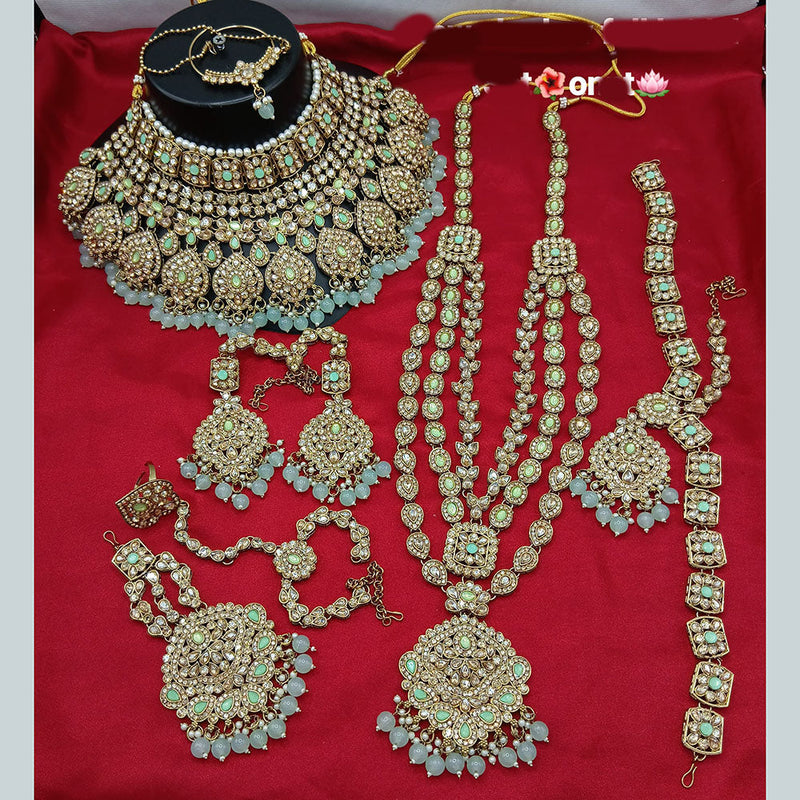 Lucentarts Jewellery Gold Plated Austrian Stone And Beads Bridal Set