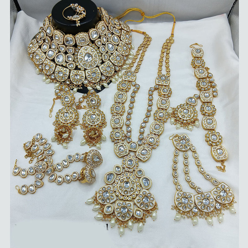 Lucentarts Jewellery Gold Plated Kundan Stone Beads And Meenakari Bridal Set