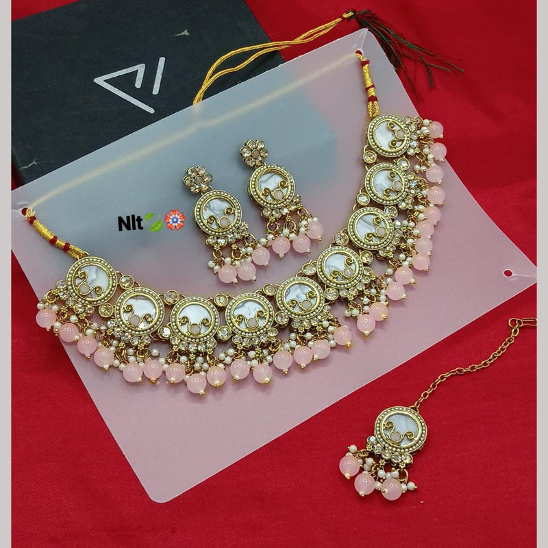 Lucentarts Jewellery Gold Plated Crystal Stone And Beads Necklace Set