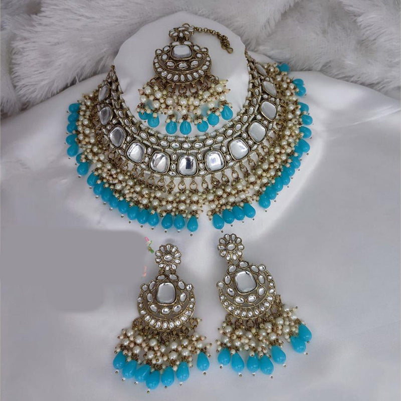 Lucentarts Jewellery Gold Plated Kundan Stone And Pearls Choker Necklace Set