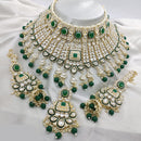 Lucentarts Jewellery Gold Plated Kundan Stone Pearls And Meenakari Choker Necklace Set