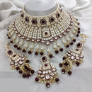 Lucentarts Jewellery Gold Plated Kundan Stone Pearls And Meenakari Choker Necklace Set