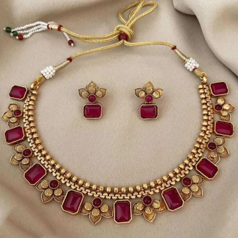 Lucentarts Jewellery Gold Plated Crystal Stone Necklace Set