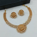 Lucentarts Jewellery Gold Plated Pearls Temple Necklace Set